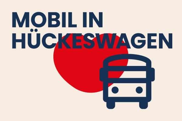 Ein rotes Herz mit dem Symbol eines alten Busses und dem Titel "Mobil in Hückeswagen"